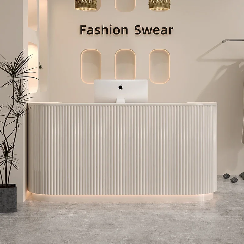 Equipment Of Coffee Shop - Podium Eenvoudige Receptiebalie Wit Professionele Kapsalonuitrusting