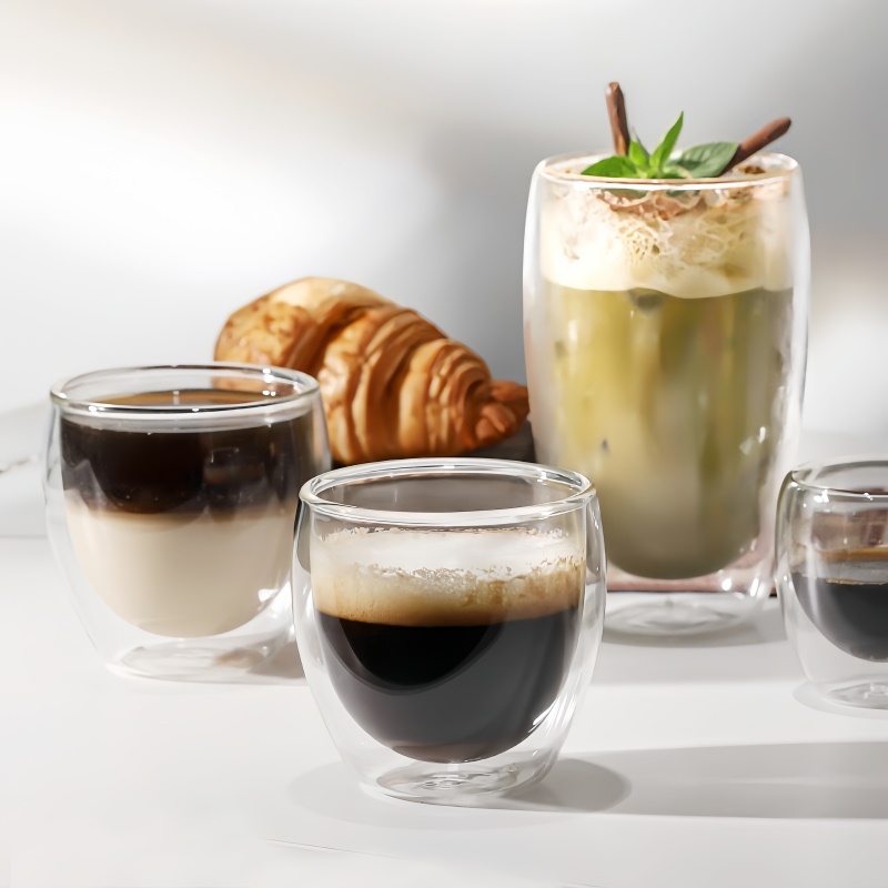 Espresso Shot Glass - Dubbelwandige geïsoleerde glazen beker, heldere espresso-koffiemokken,