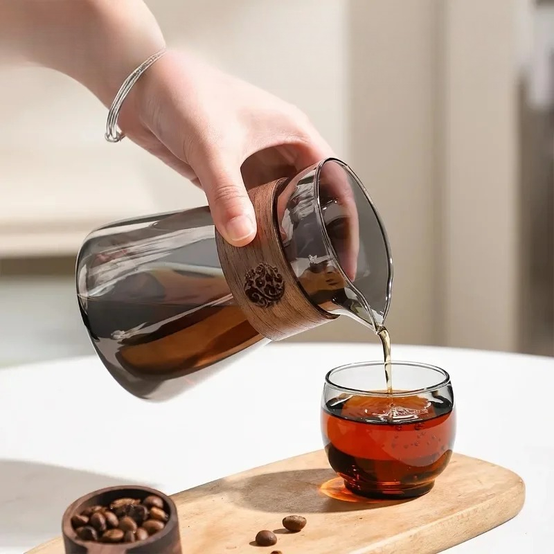 Espresso Shot Glass - 1/2 stuks glazen koffiekan met houten